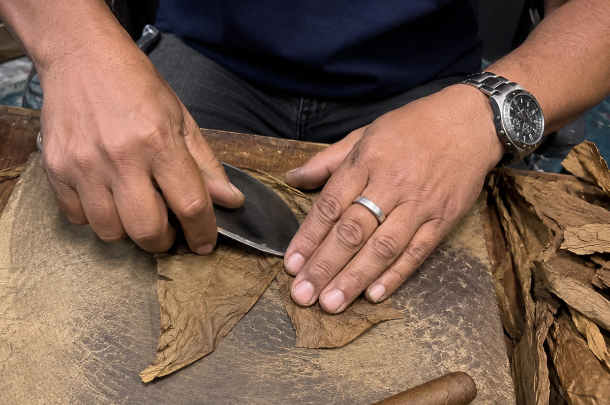 hands rolling a cigar