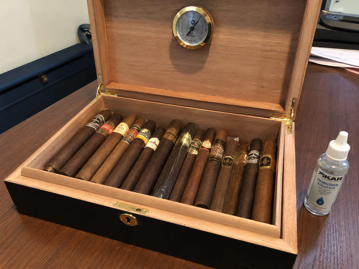 cigar humidor filled with cigars
