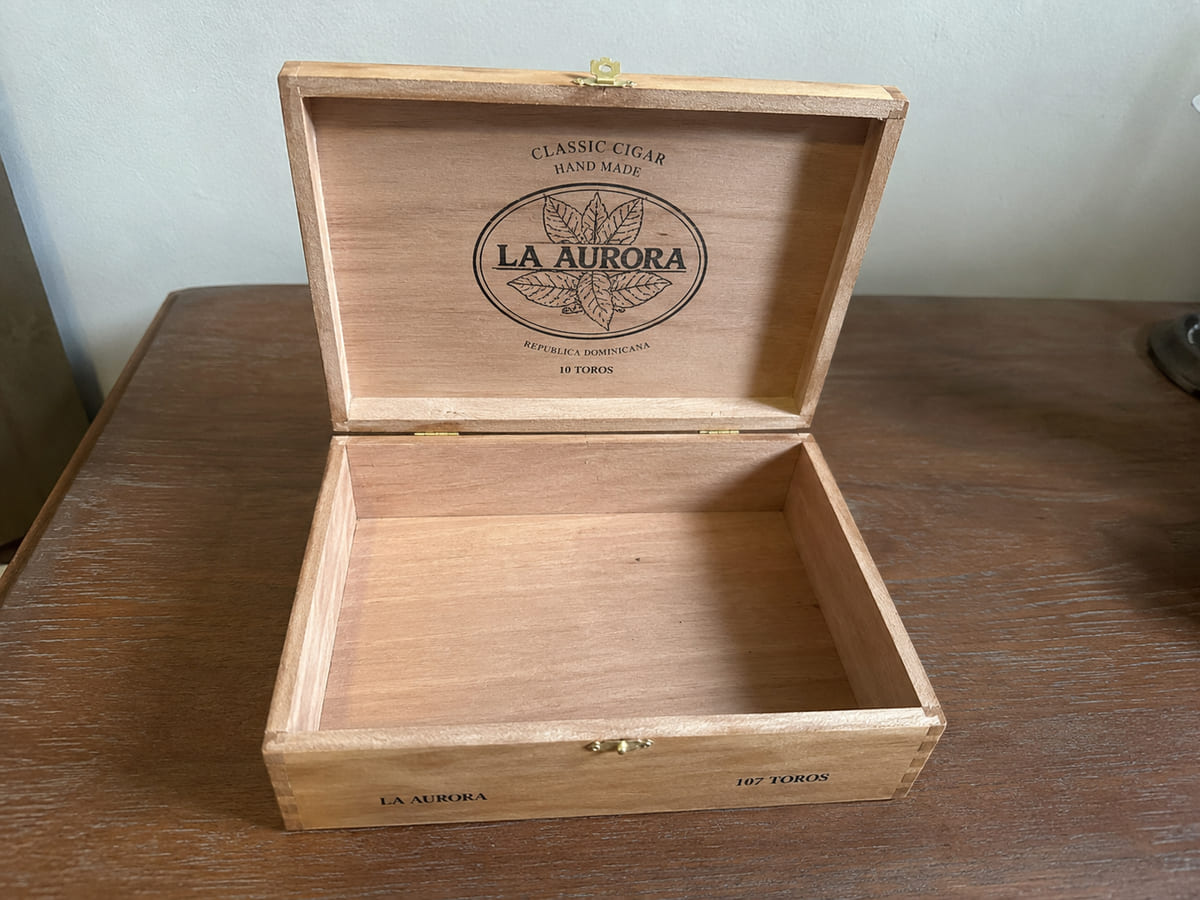 empty cedar cigar box